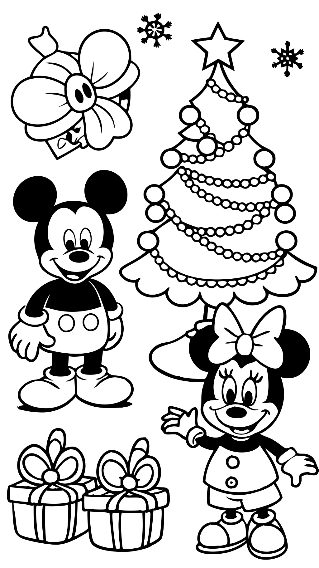 pages à colorier Mickey et Minnie de Noël